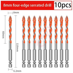 Four Edge Serrated Eccentric Drill Bit Set & High Hardness Multi Material Dry Drilling Bits