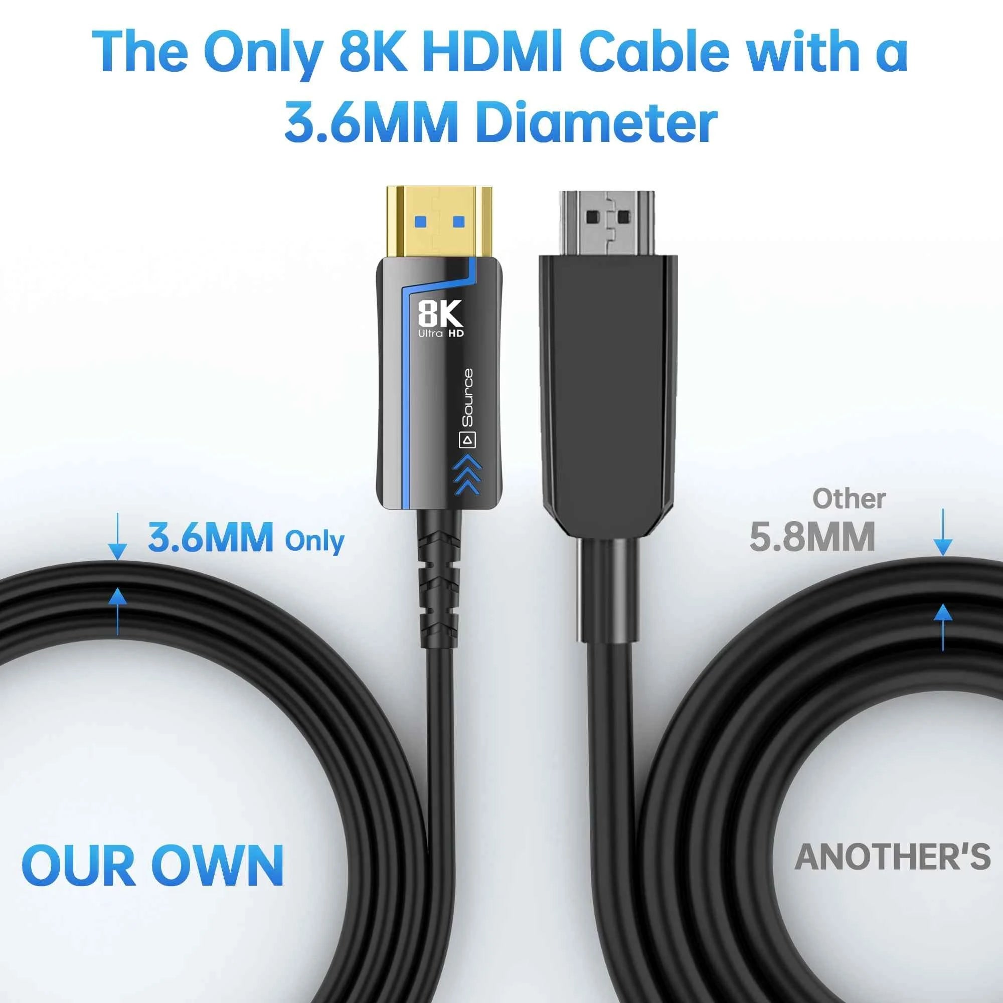 HDMI 2.1 Fine Fiber Optic Cable 8K@60Hz / 4K@120Hz – 48Gbps HDR, eARC & HDCP for TV, PS5 & Blu-ray