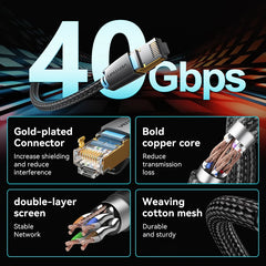 Cat8 Ethernet Cable – 40Gbps 2000MHz High-Speed Braided LAN Cord for Laptop, PS5 & Router by Snagg A Network Cable