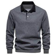 Men’s Premium Polo Collar Sweatshirt | Heavyweight Cotton-Blend Smart Casual Top
