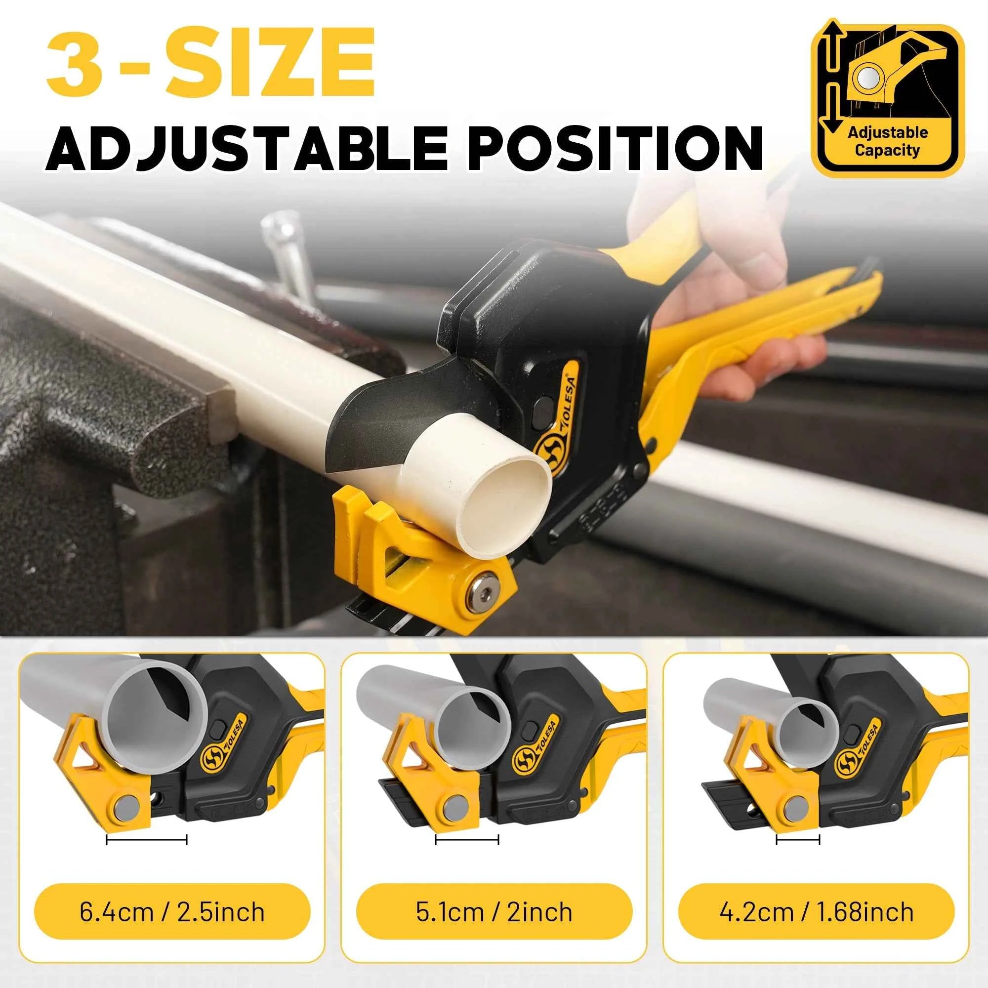 Heavy-duty 3-gear ratchet pipe cutter with deburring tool – image 3