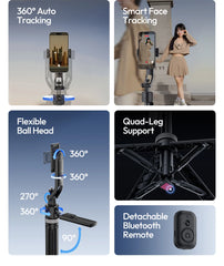 Auto Tracking Selfie Stick Tripod Gesture Control by Snagg A Tripod