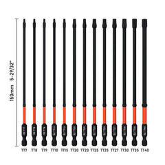 13 Pcs Impact Torx & Allen Wrench Drill Bit Set – T7 to T40 Hex-Shank S2 Steel Bits