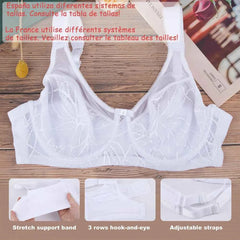 Plus Size Floral Lace Minimizer Bra | Underwire Full Coverage Unpadded Lifting