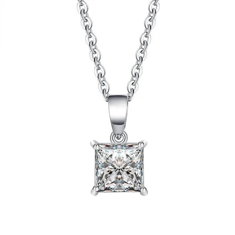 1–2CT Square Moissanite Pendant Necklace - SnaggIt