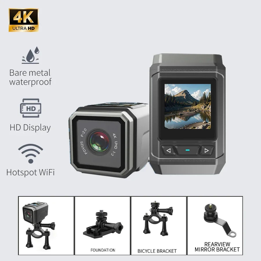 4K HD Mini Action Camera – Waterproof Helmet Cam with Clip Mount by Snagg A Portable Camera