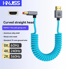8K/4K Spring Coiled HDMI Cable with Elbow – For Digital Camera, Stabiliser & Monitor