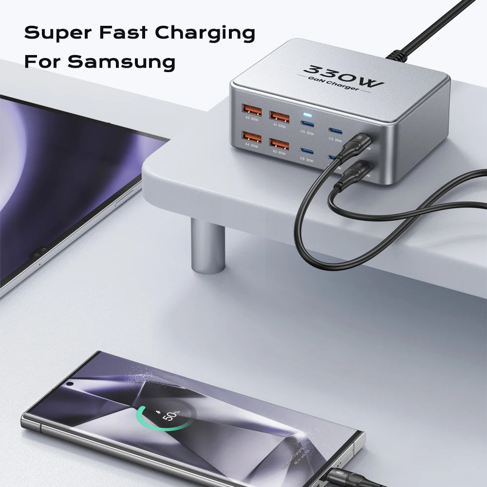 330W USB C Multiport Fast Charging Station For Laptop & Phones by Snagg A Charging Station