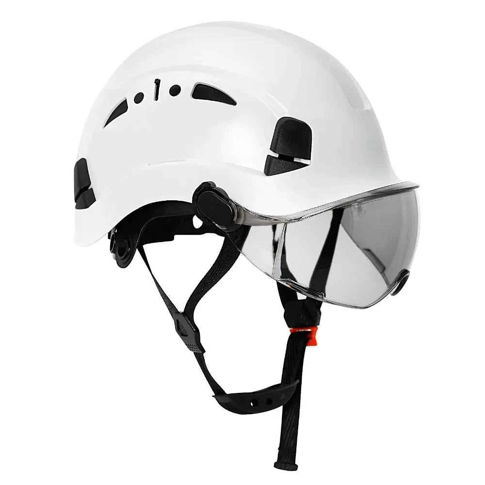 Vented construction safety helmet with built-in visor – image 1