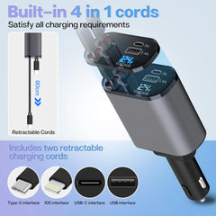 120/66w - 4 in 1 Retractable Car Charger by Snagg A Car Adapter