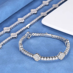 Four Leaf Clover Moissanite Tennis Bracelet by Snagg A Bracelet