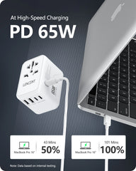 65W/100W GaN International Travel Adapter with 2USB 3 Type C by Snagg A Travel Adapter