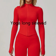 Women's Zipper Long Sleeve Yoga Jacket | Quick-Dry Seamless Crop Sports Top Gym Running Wear