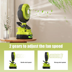 2 in 1 Cordless Jobsite Fan & LED Light | High Intensity Portable Ventilation Compatible With Ryobi 18V Batteries