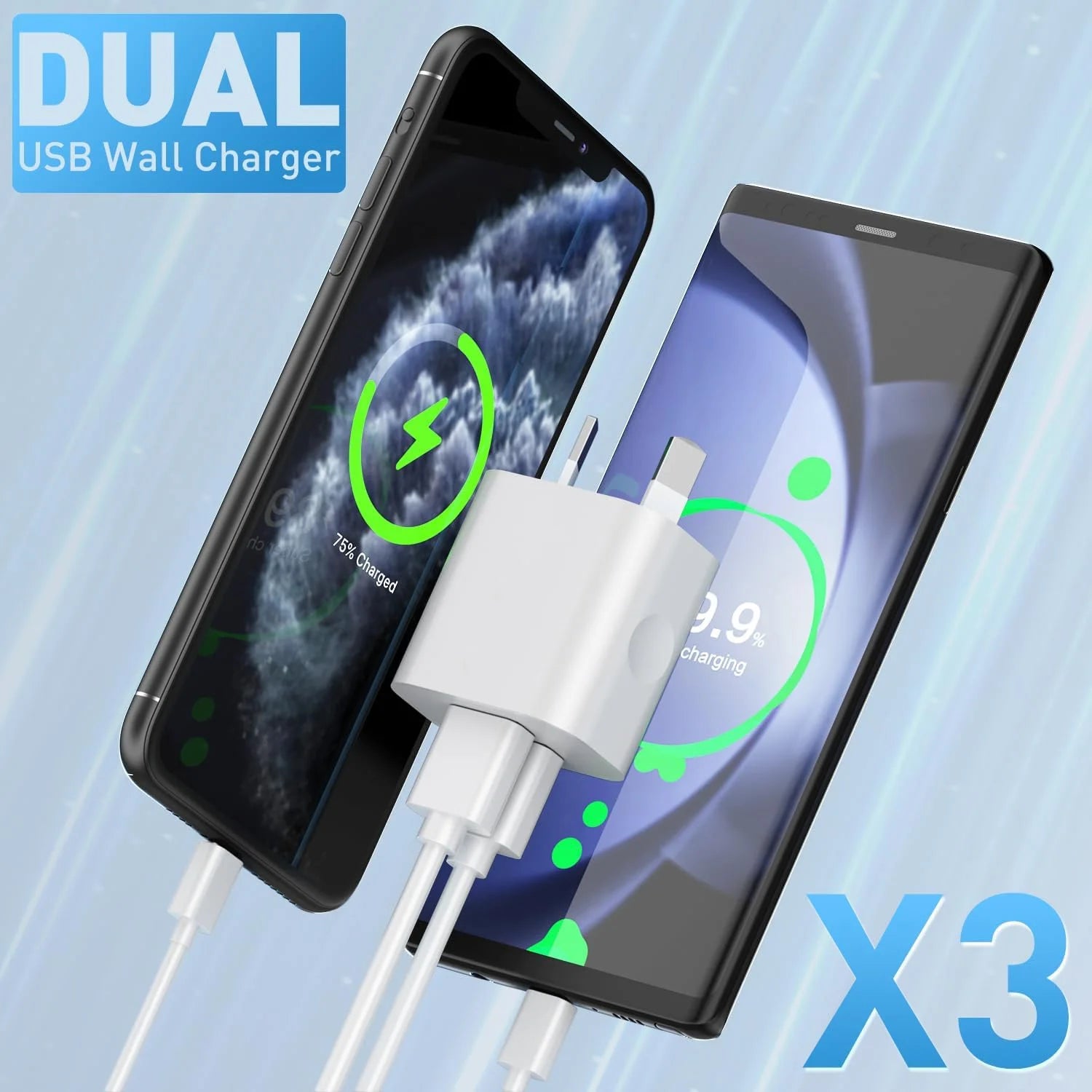 1/5Pcs 5V 2A Dual Port USB Charging Adapter by Snagg An Adapter