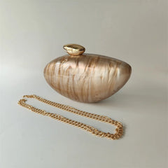 Pearl Brown Marble Acrylic Box Clutch by Snagg It Purses