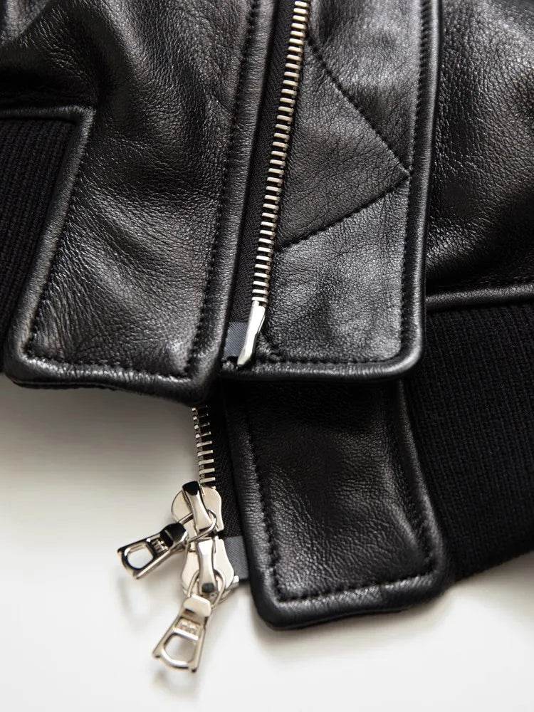 Black PU Leather Bomber Jacket - SnaggIt