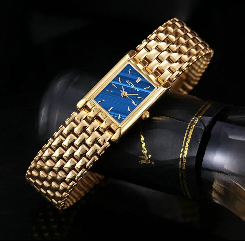 BERNY Women’s Rectangle Gold Quartz Watch - SnaggIt
