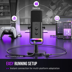 USB/XLR Dynamic Microphone – RGB Studio Mic with Mute Control & Headphone Jack by Snagg A Microphone