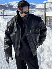 Oversized Waterproof & Windproof Faux Leather Jacket by Snagg A Jacket