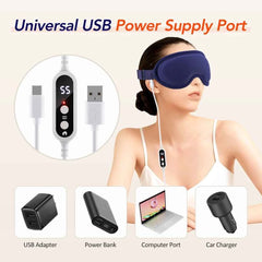 USB Electric Heated Eye Mask – 3D Vibration Eye Massager & Sleep Shading Relief System