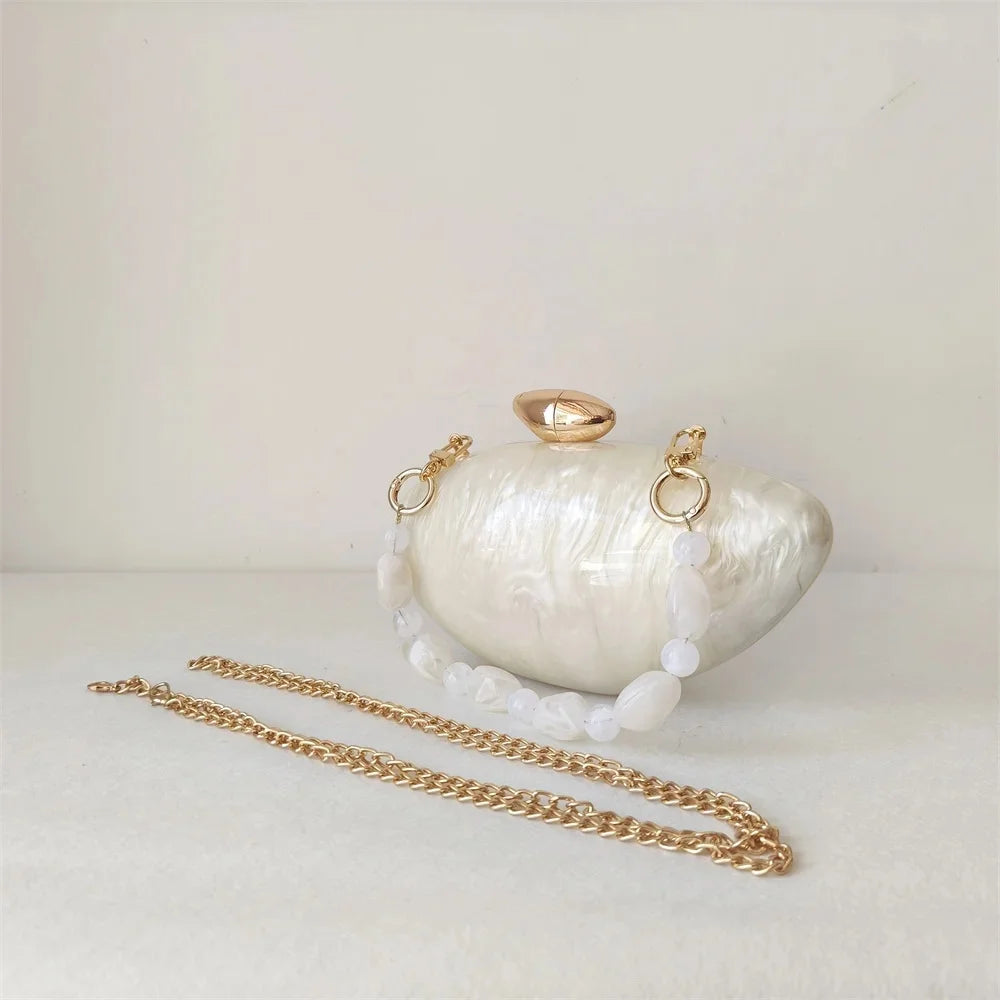 Pearl Brown Marble Acrylic Box Clutch by Snagg It Purses