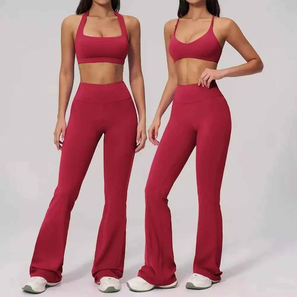 Women's 2-Piece Athletic Yoga Set | Running Leggings & Sports Bra Breathable Gym Fitness Wear