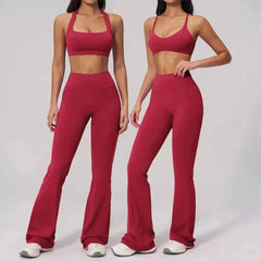 Women's 2-Piece Athletic Yoga Set | Running Leggings & Sports Bra Breathable Gym Fitness Wear