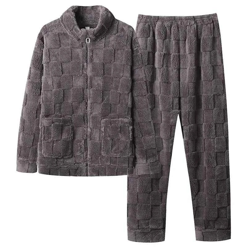 Men's Coral Fleece Pajama Set | Thickened Flocking Long Sleeve Winter Warm Couple Loungewear