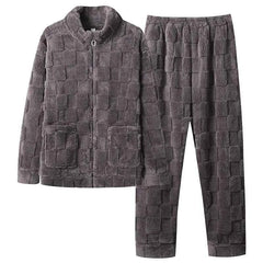Men's Coral Fleece Pajama Set | Thickened Flocking Long Sleeve Winter Warm Couple Loungewear
