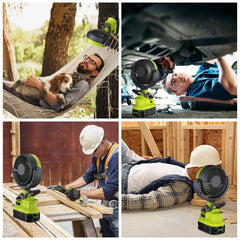 2 in 1 Cordless Jobsite Fan & LED Light | High Intensity Portable Ventilation Compatible With Ryobi 18V Batteries