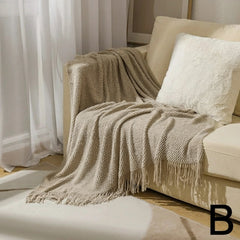 Knitted Throw Blanket – Cozy Comfort with Fringe by Snagg A Throw