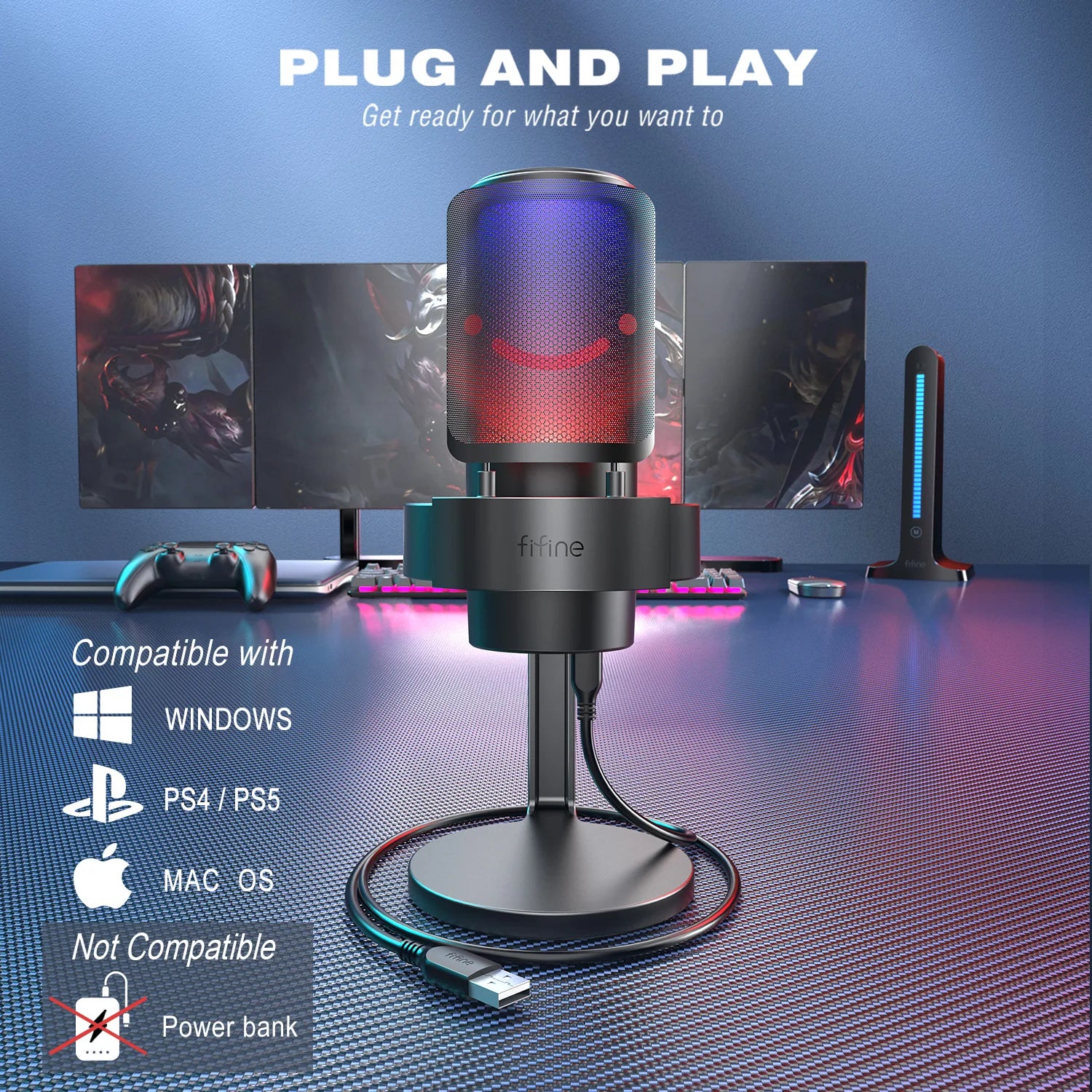 USB Condenser Microphone – RGB Mic with Touch Mute Button & Headphone Output by Snagg A Microphone