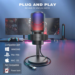 USB Condenser Microphone – RGB Mic with Touch Mute Button & Headphone Output by Snagg A Microphone