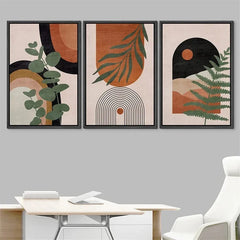 3-Piece Desert & Palm Leaf Abstract Wall Art by Snagg A Print