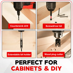22pcs Countersink Drill Bit Set for Woodworking | Magnetic Extension Bit Holder Screwdriver Bits 1/4" Hex