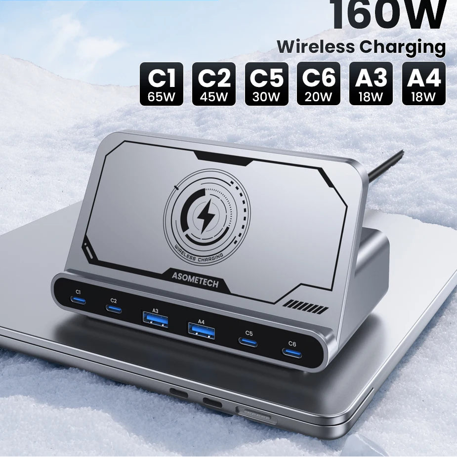 Wireless Fast Charger with 65W PD & 45W PPS Type-C Ports by Snagg A Charging Station