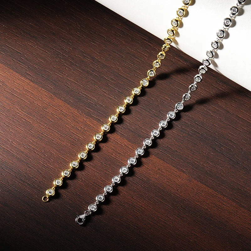 3mm Round Moissanite Tennis Necklace – 925 Sterling Silver 18K White Gold Plated (GRA Certified) - Necklaces