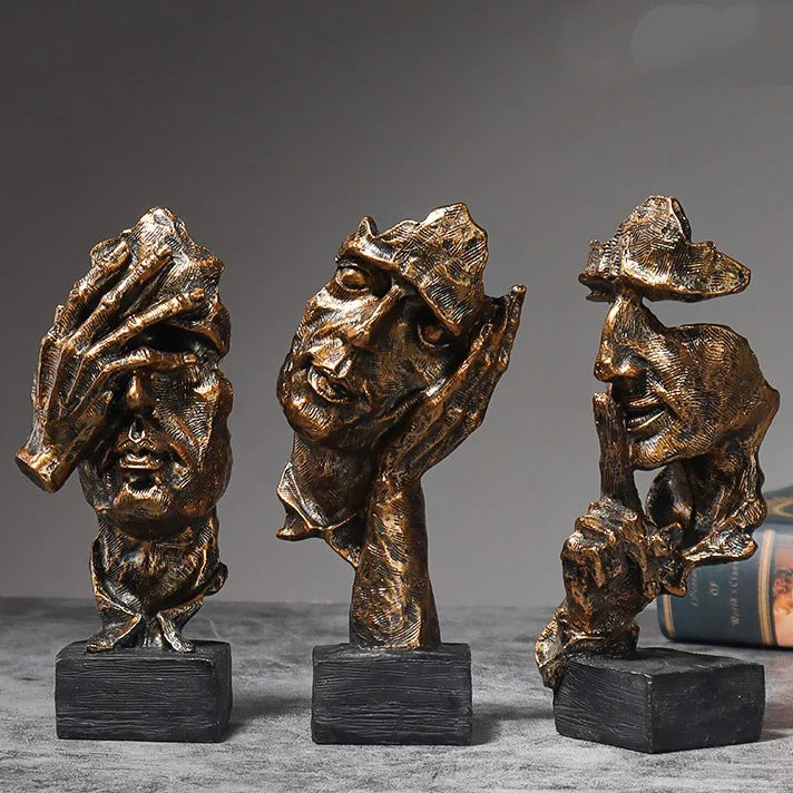 Abstract Resin Sculpture Set – “Silence Is Gold” by Snagg A Sculpture