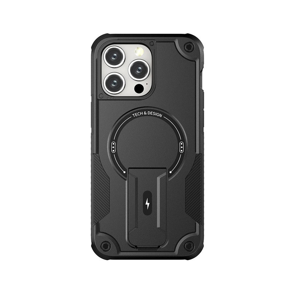 Kickstand Magnetic Shockproof With Strap Case - For iPhone 16 Series - Phone Cases & Covers