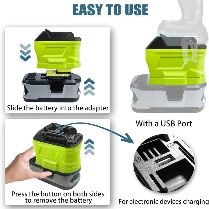 Ryobi 18V battery converter for Makita, DeWalt and Milwaukee tools – image 6