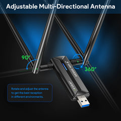 3000Mbps WiFi 6E USB Adapter – Tri-Band 2.4G/5G/6G Wireless Network Card by Snagg A USB WiFi Adapter