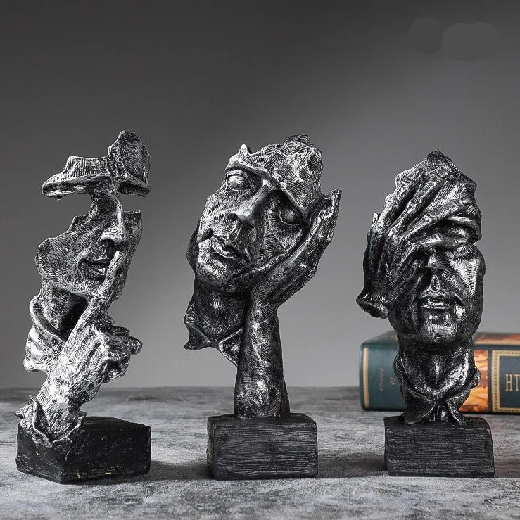 Abstract Resin Sculpture Set – “Silence Is Gold” by Snagg A Sculpture