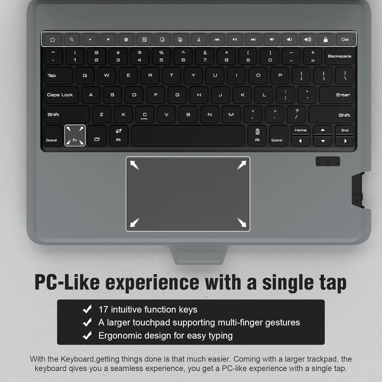 Magic Keyboard For Samsung Galaxy Tab S10 FE+ Case by Snagg A Wireless Keyboard