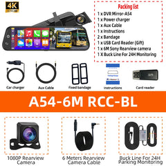 4K Smart Rearview Mirror | Wireless CarPlay & Android Auto Dash Cam