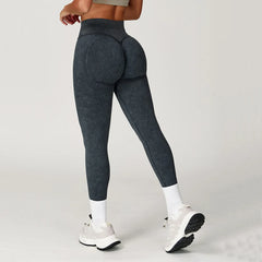 Women's High Waist Ribbed Yoga Leggings | Seamless Scrunch Bum Gym Fitness Workout Tights