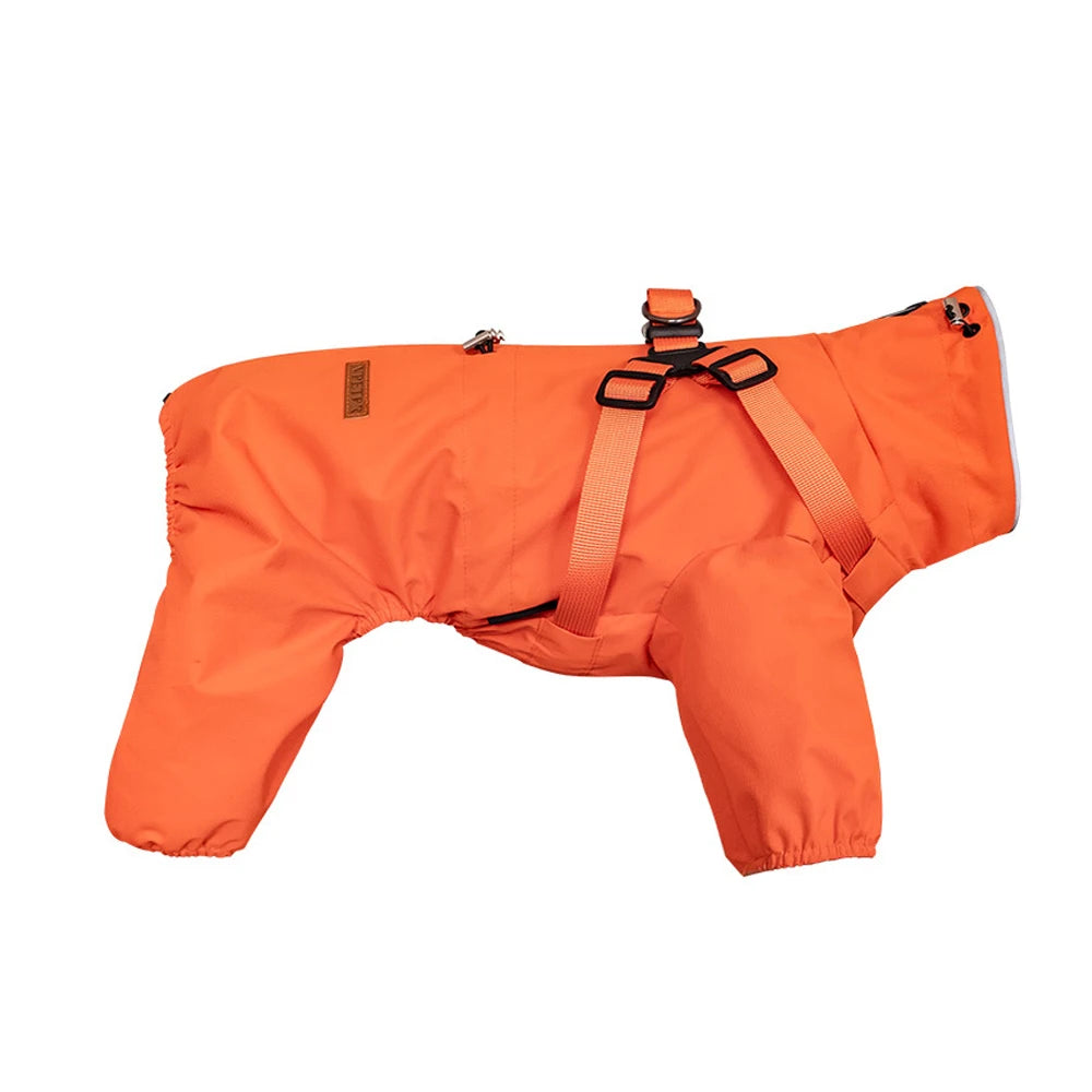 Waterproof Dog Raincoat with Built-In Harness – Adjustable Reflective 4-Leg Overalls for Small Dogs