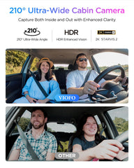 4K Triple Channel SSD Dash Cam | Sony STARVIS 2 Night Vision & Fisheye Cabin View