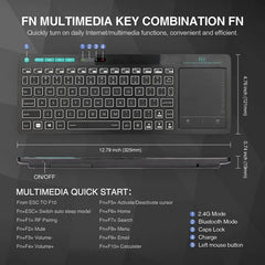 RT518S Dual Mode Wireless Keyboard - Bluetooth & 2.4GHz with Multi-Touch Trackpad