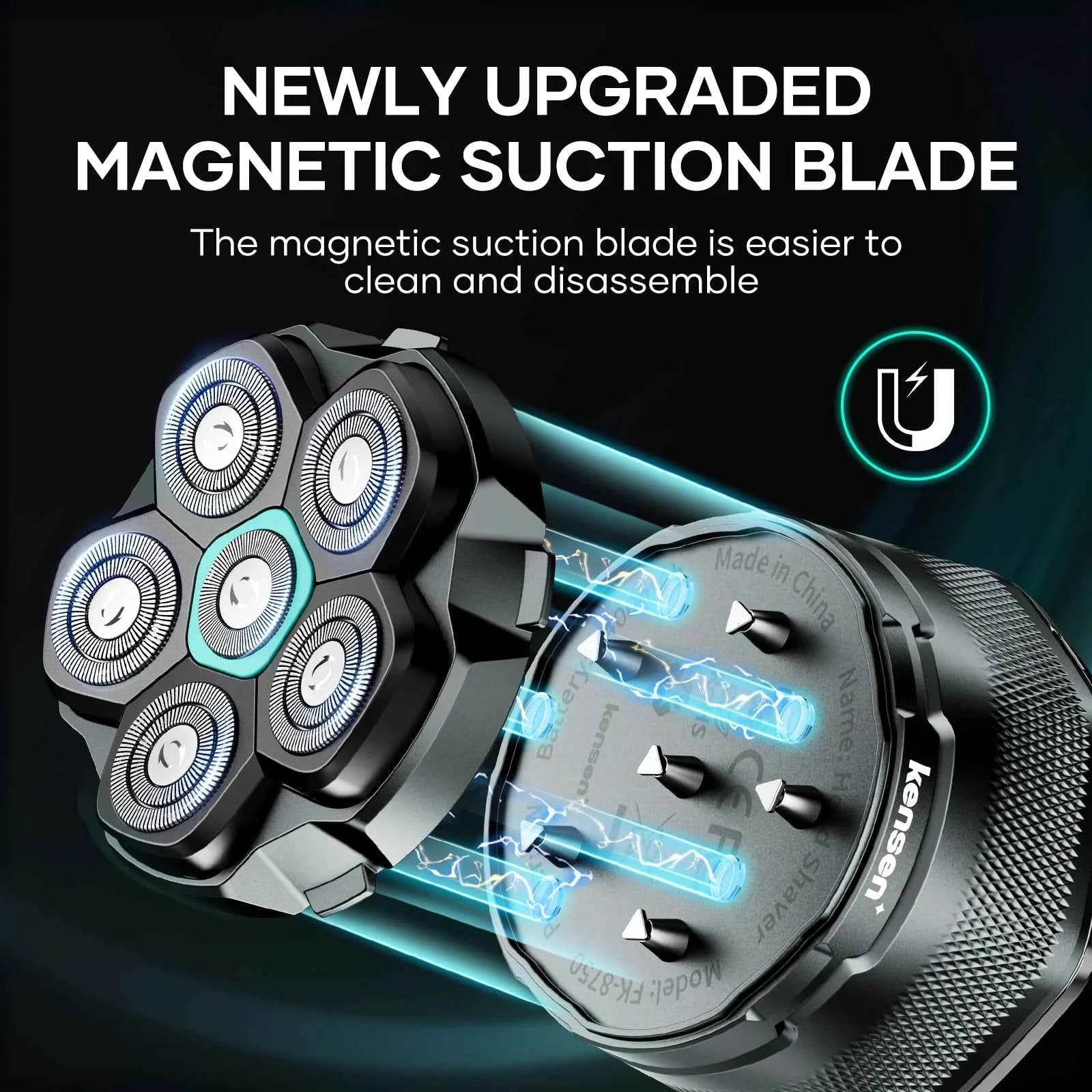 6D Magnetic Floating Head Shaver – Professional IPX6 Waterproof Bald Head & Beard Shaving System